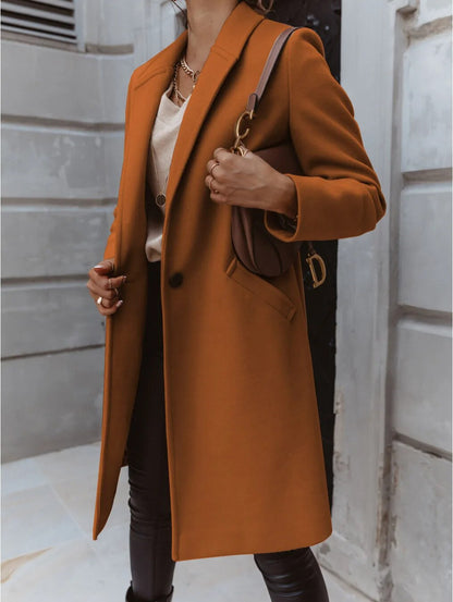 Ladies Classic Fit Wool Coat Button Front