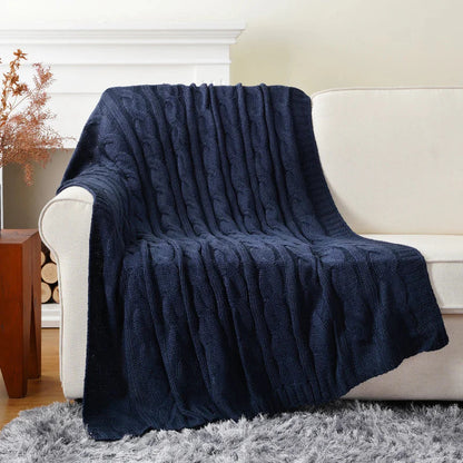 Soft Plush Cable Knit Blanket