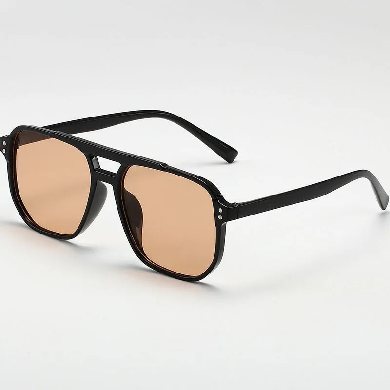 Classic Large Square Sunglasses - Unisex Black UV Protection