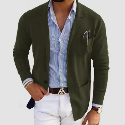 Classic Crew Neck Cardigan Jacket for Men