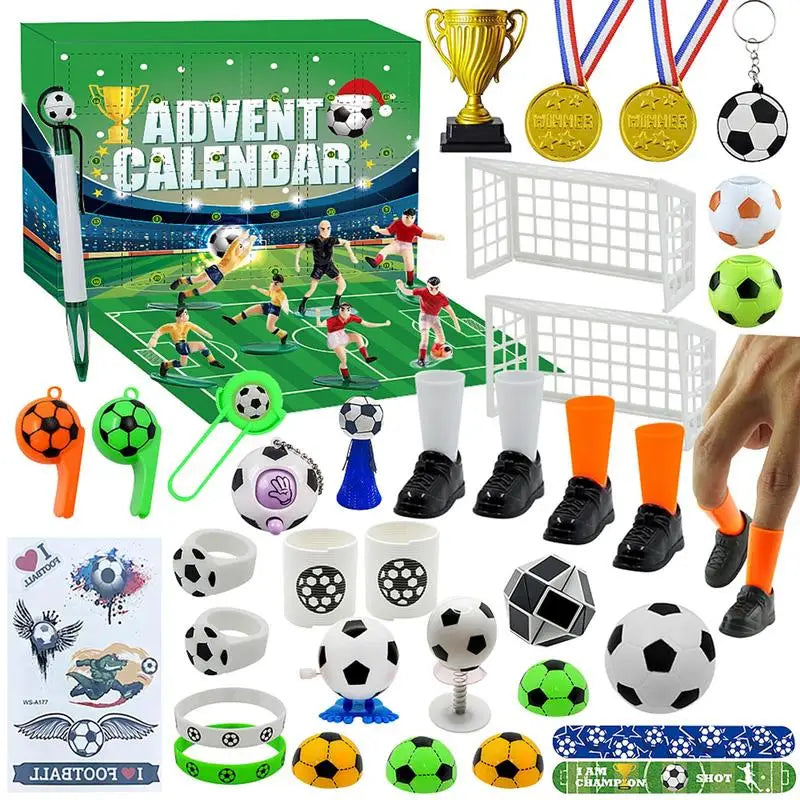 Fun Soccer Christmas Countdown Block Calendar - Luxicro