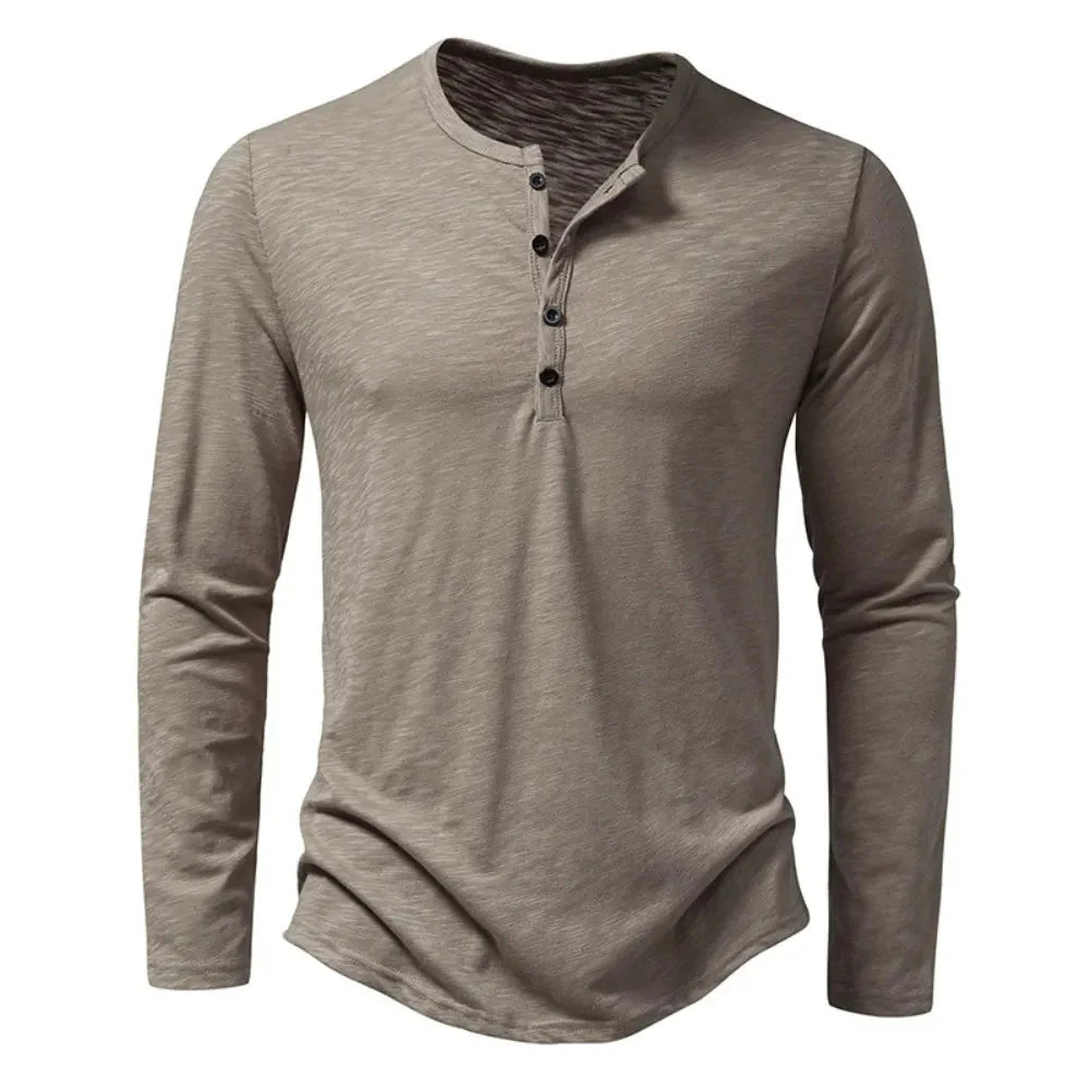 Comfortable Classic Fit Men's Solid Henley Shirt - Vossary