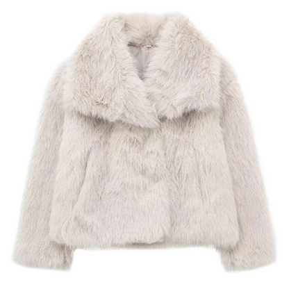 Luxurious Faux Fur Winter Coat, Soft Long Sleeve Jacket