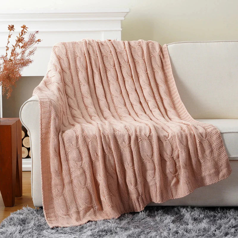 Soft Plush Cable Knit Blanket