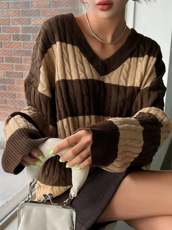 Purple Crew Neck Knit Sweater