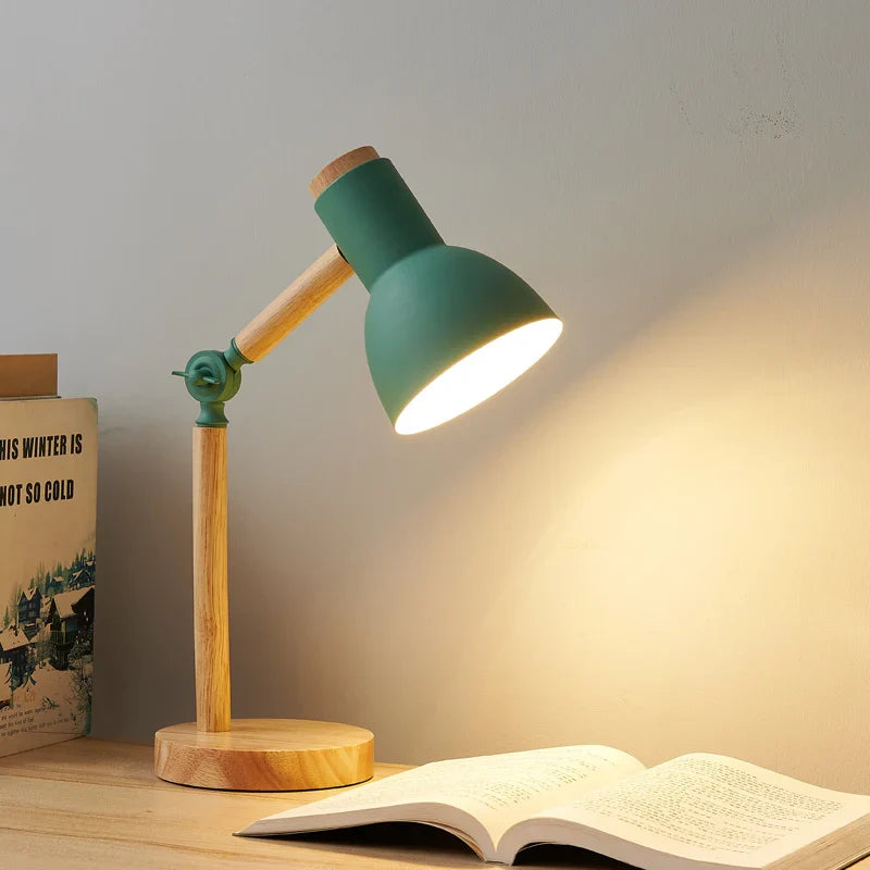 Compact Wooden Night Table Lamp