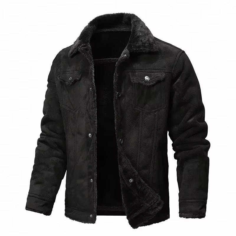 Warm Suede Mens Winter Parka Coat - EasyApparels