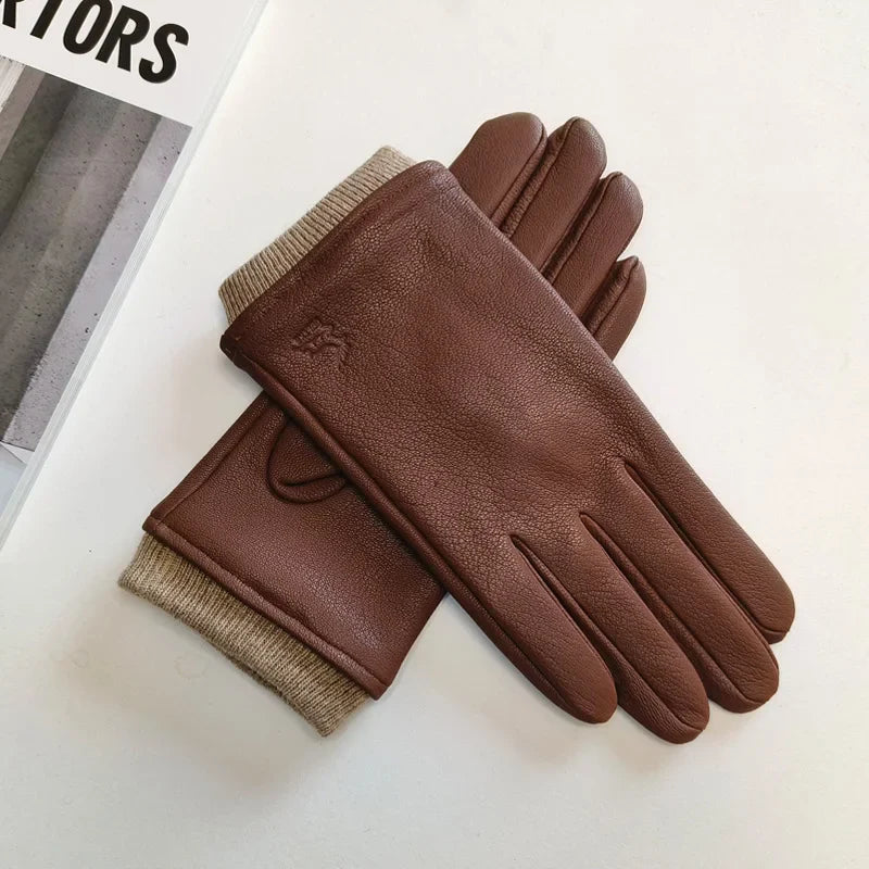 Warm Insulated Synthetic Leather Gloves