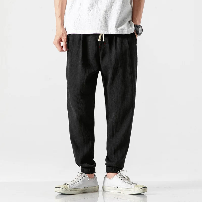 Relaxed Fit Men's Linen Drawstring Pants