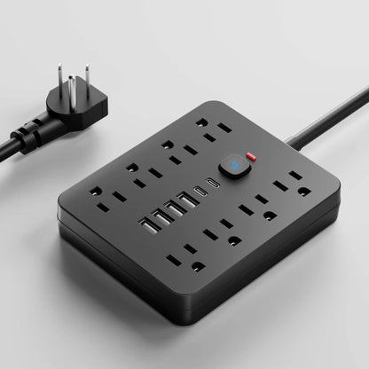 Compact 8 Outlet Surge Protector with 4 USB Ports - Luxicro