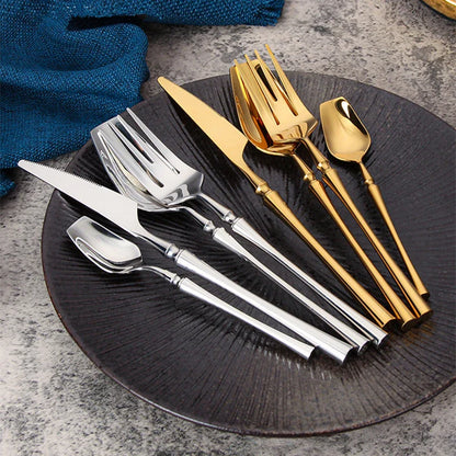 Premium Silver Cutlery Set - Modern Dinner Tableware - Luxicro