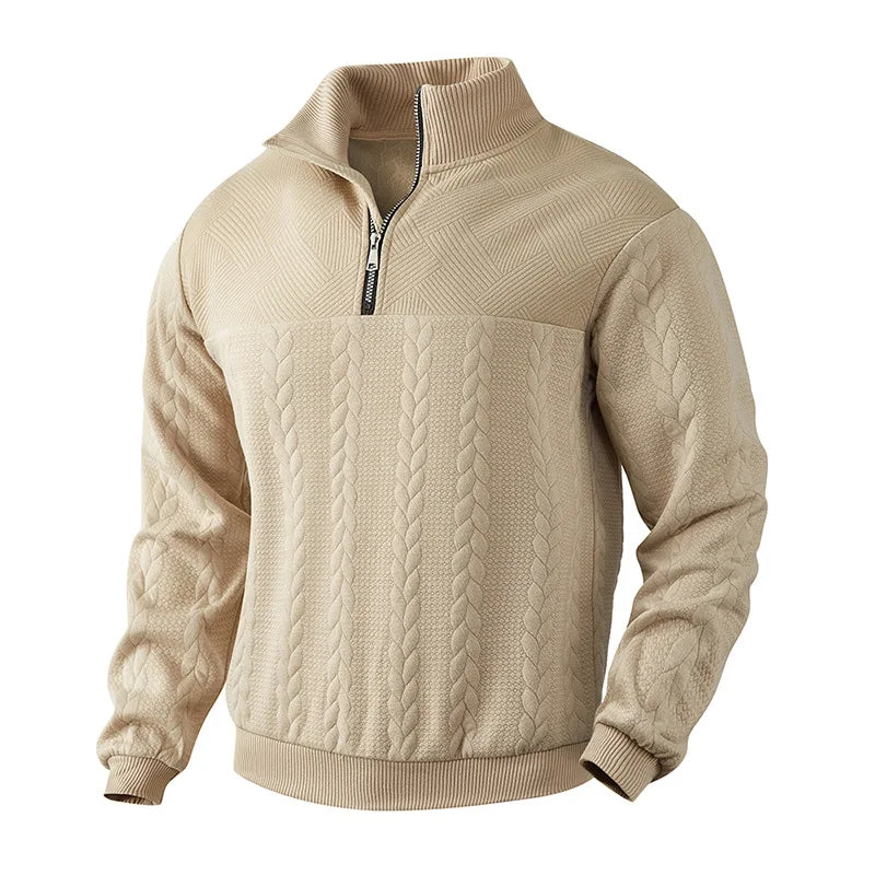 Stylish Cable Knit Quarter Zip Sweater