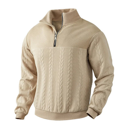 Stylish Cable Knit Quarter Zip Sweater