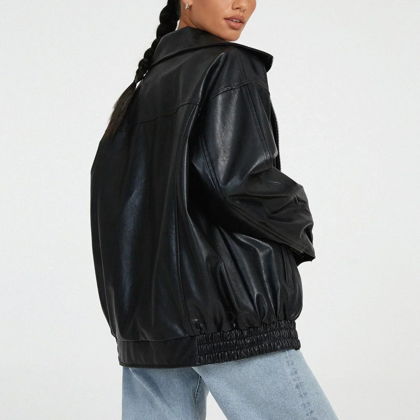 Large Faux Leather Biker Jacket