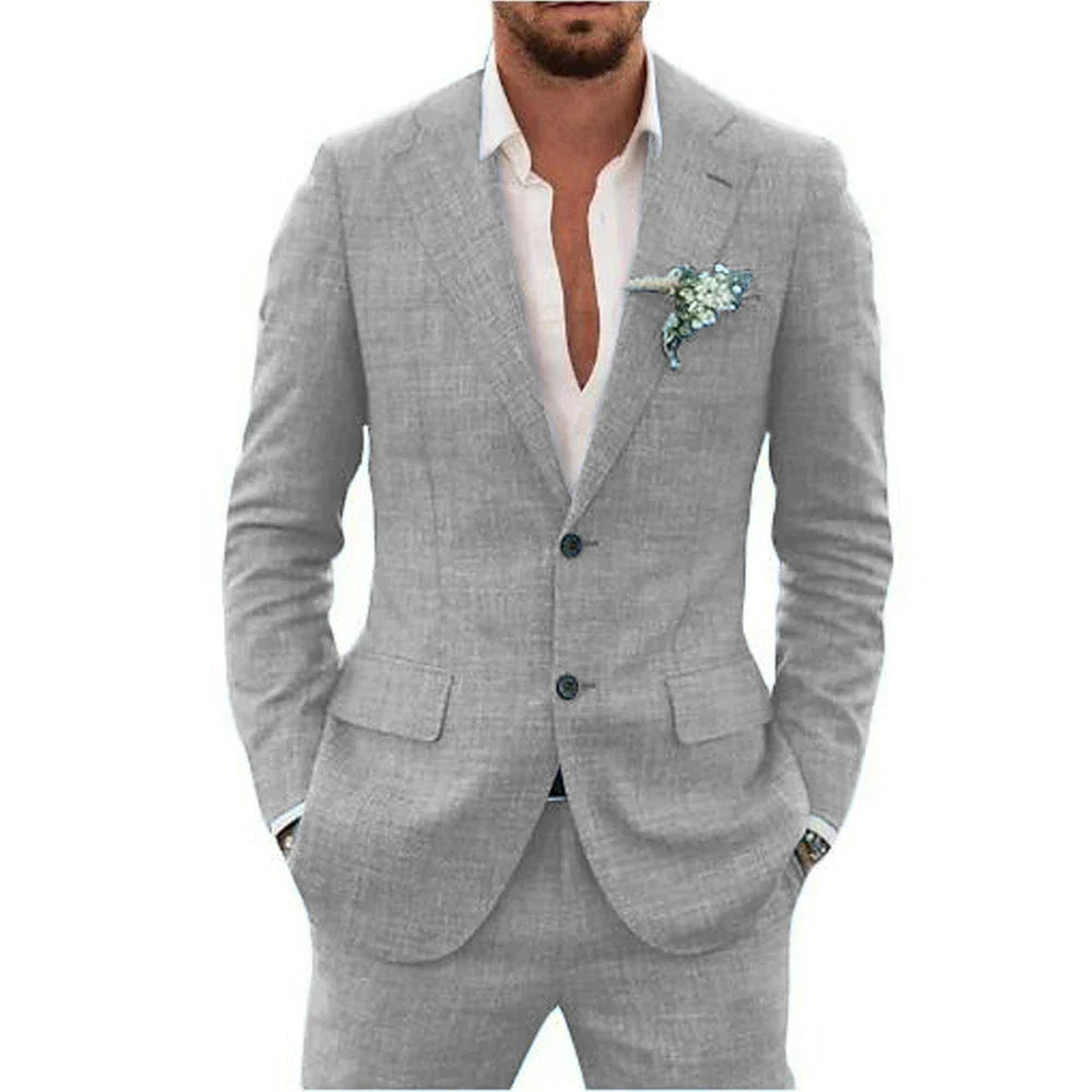 Slim Fit Linen Suit for Men