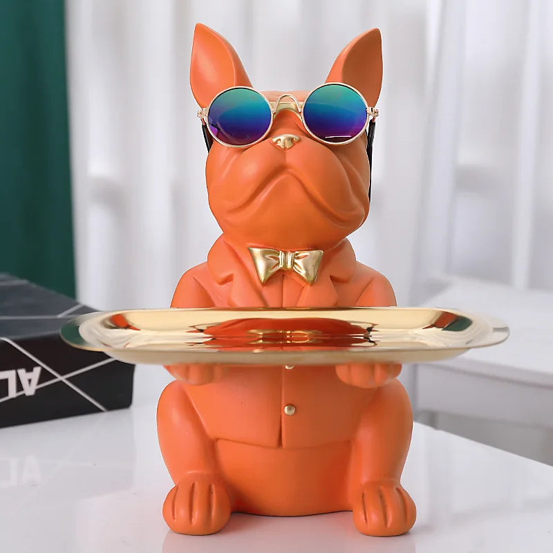 Modern Dog Figurine Dish with Luxury Tie
