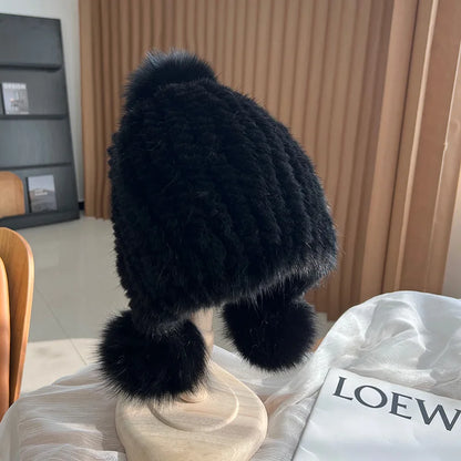 Warm Cable Knit Pom Pom Beanie Hat
