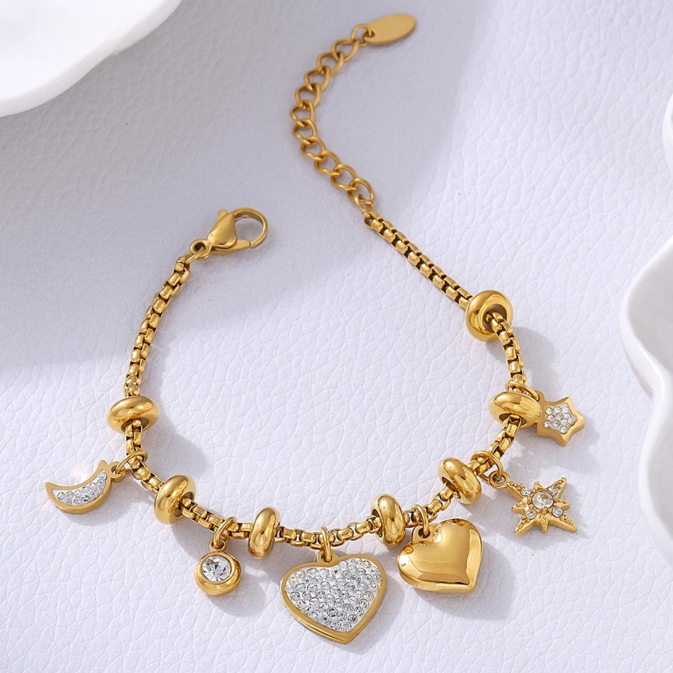 Sparkling Adjustable Beaded Charm Bracelet