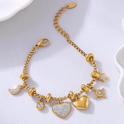 Sparkling Adjustable Beaded Charm Bracelet