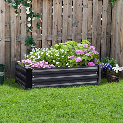 Durable Elevated Garden Bed 4x2ft Black Planter Box - Luxicro