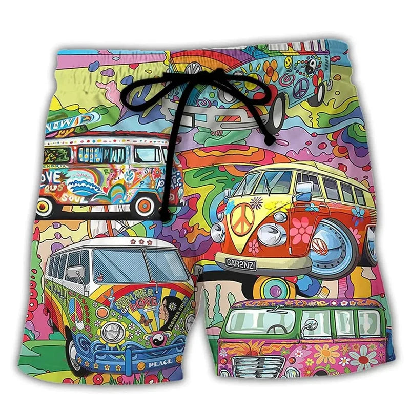 Men's Beach Shorts - Comfort Fit - Fast Dry - Elastic Waist
