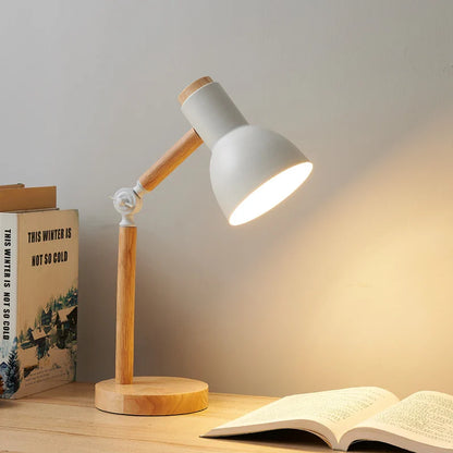 Compact Wooden Night Table Lamp