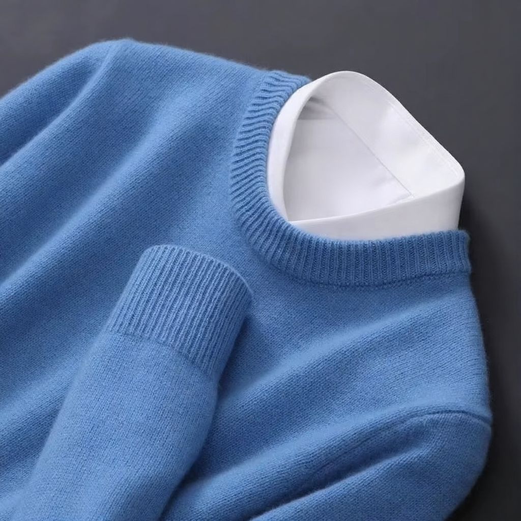 Large Soft Cashmere Crew Neck Sweater for Men