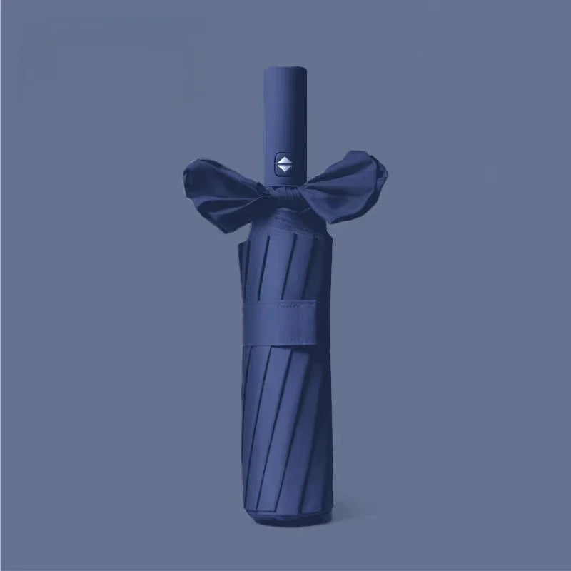 Compact Windproof 24-Rib Umbrella for Rainy Days - Luxicro