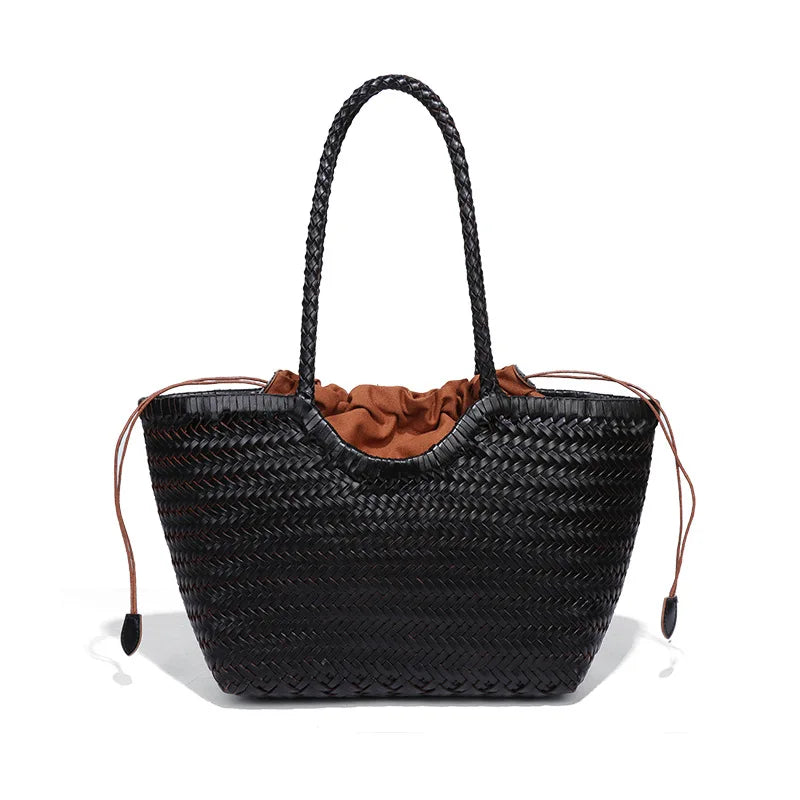 Classic Brown Woven Leather Handbag