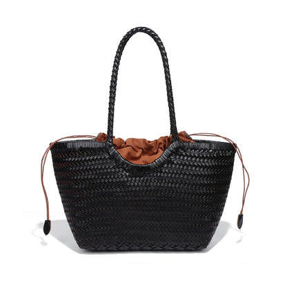 Classic Brown Woven Leather Handbag