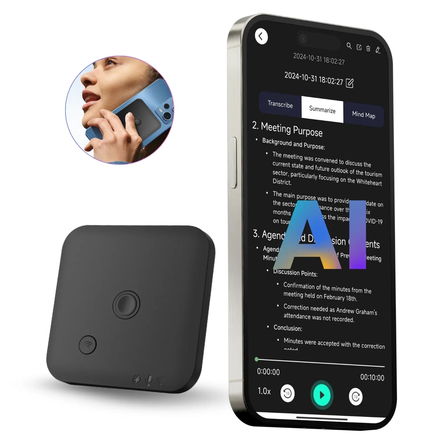 Digital Voice Recorder 64GB With Speech Transcribe - Luxicro