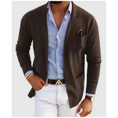 Classic Crew Neck Cardigan Jacket for Men