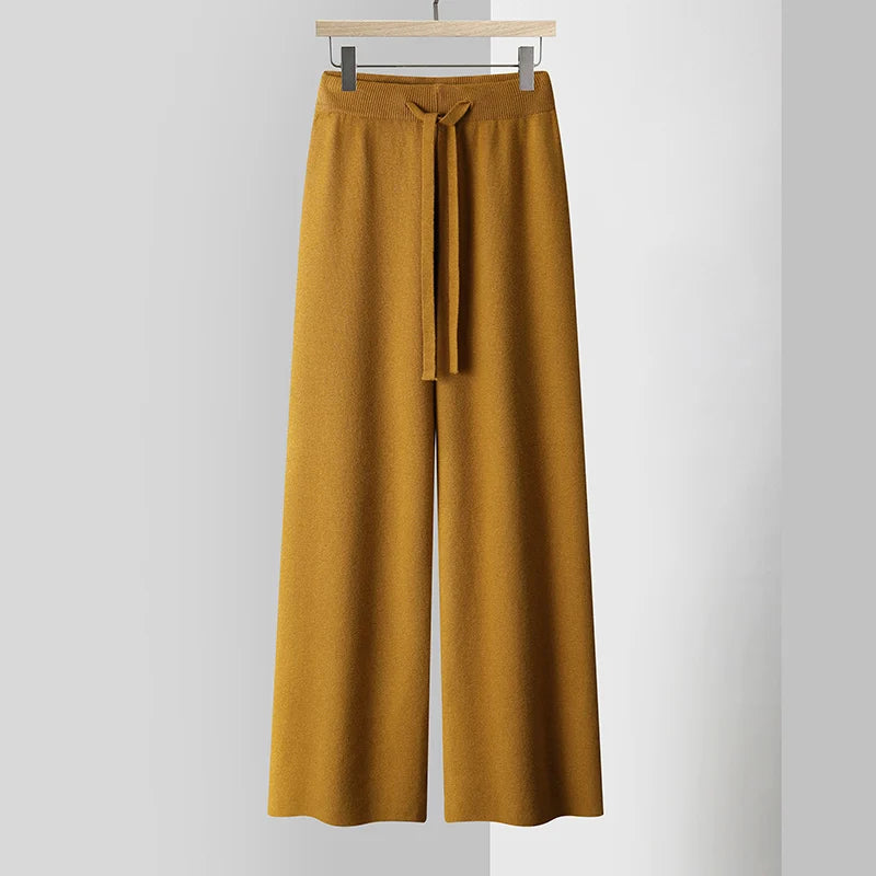 Comfortable Elastic Waist Knit Pants