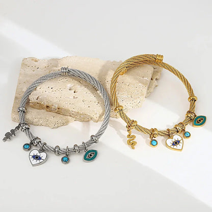 Delicate Twist Charm Cuff Bracelet