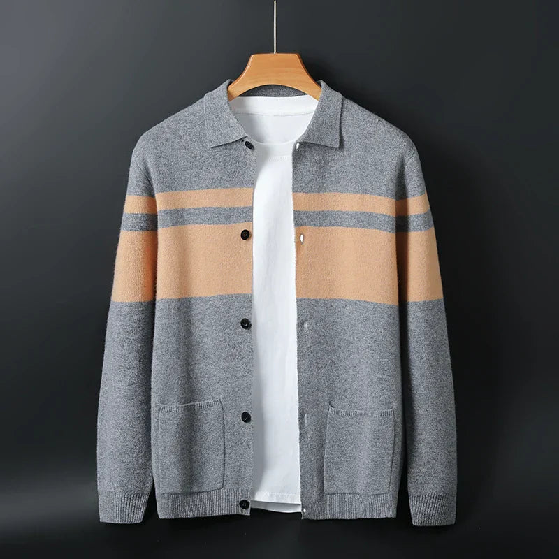 Casual Striped Open Cardigan