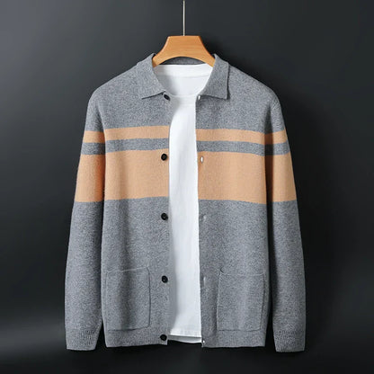 Casual Striped Open Cardigan