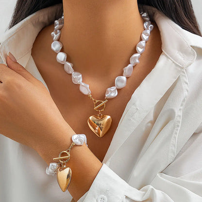 Classic White Pearl Necklace Set