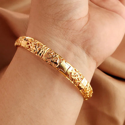 Luxury Openwork Gold Bridal Bangle Bracelet - Luxicro