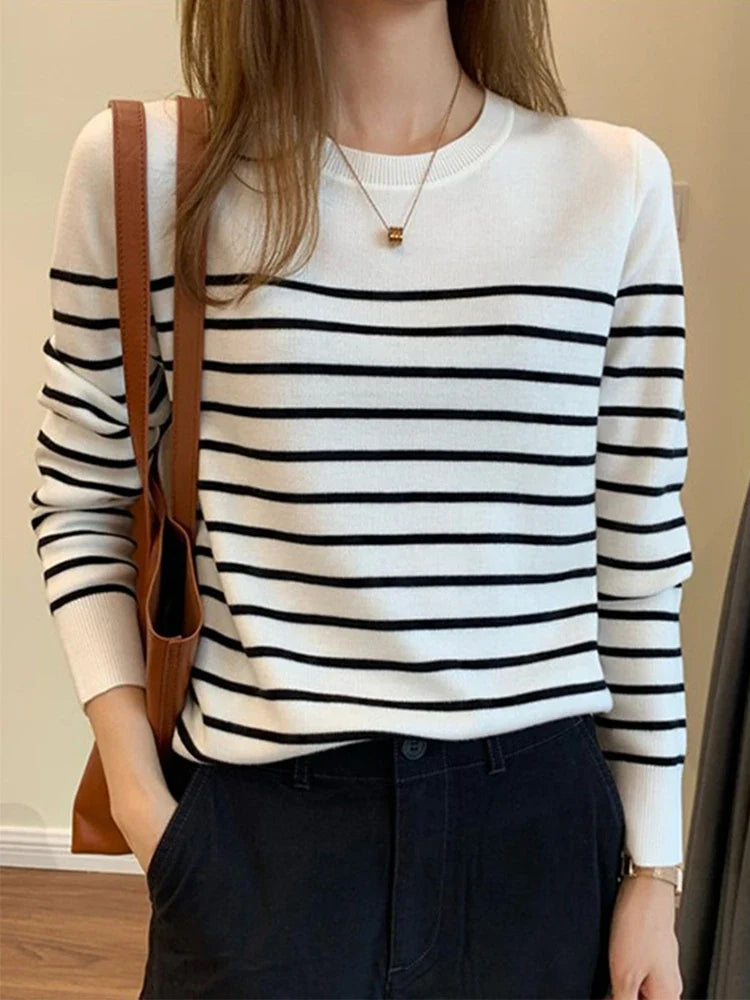 Colorful Horizontal Knit Sweater - Vossary