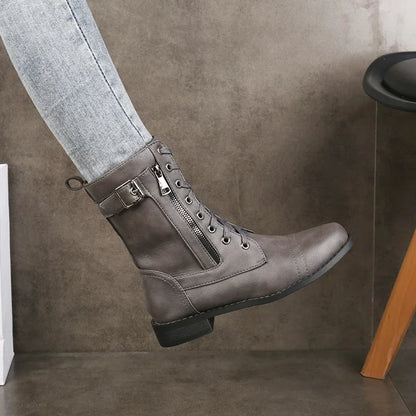 Trendy Ankle High Leather Boots