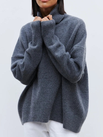 Women's Long Soft Turtleneck Sweater - Vossary