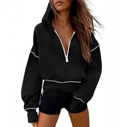 Fashionable Full-Zip Hooded Sweatshirt for Women