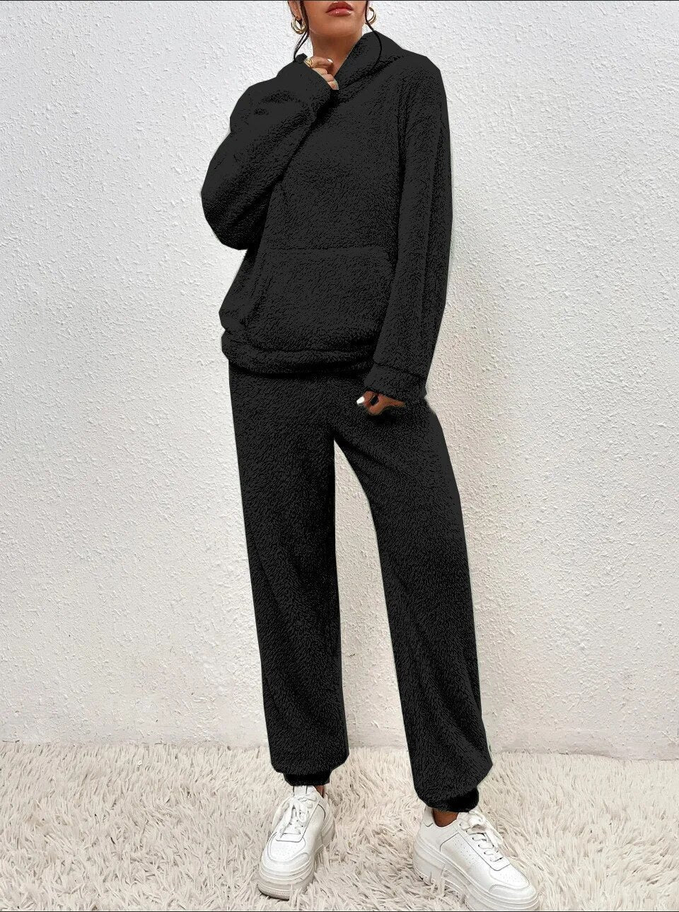 Soft Plush Teddy Hooded Jumpsuit for Lounging Comfort