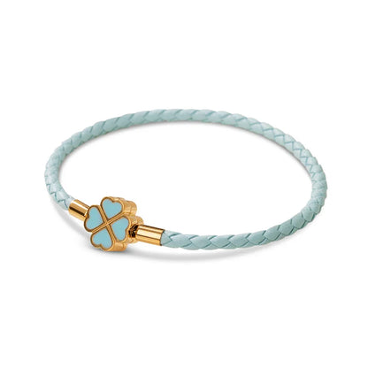 Good Luck Leather Braid Clover Charm Bracelet - Luxicro