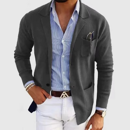 Classic Crew Neck Cardigan Jacket for Men