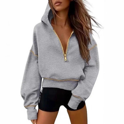 Fashionable Full-Zip Hooded Sweatshirt for Women