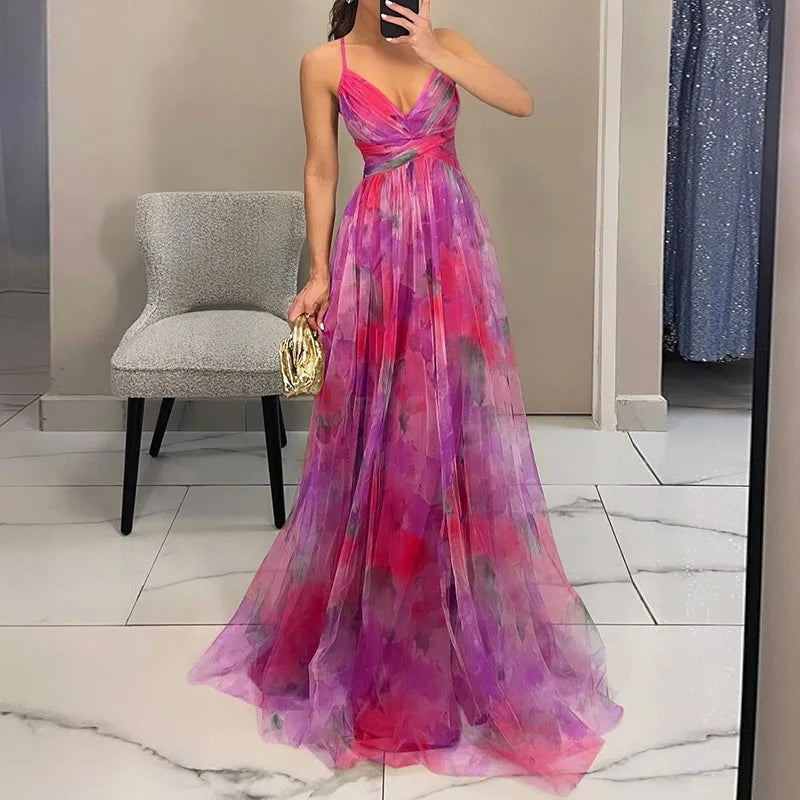 Vibrant Flower Long Summer Dress