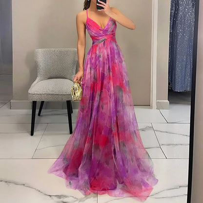 Vibrant Flower Long Summer Dress
