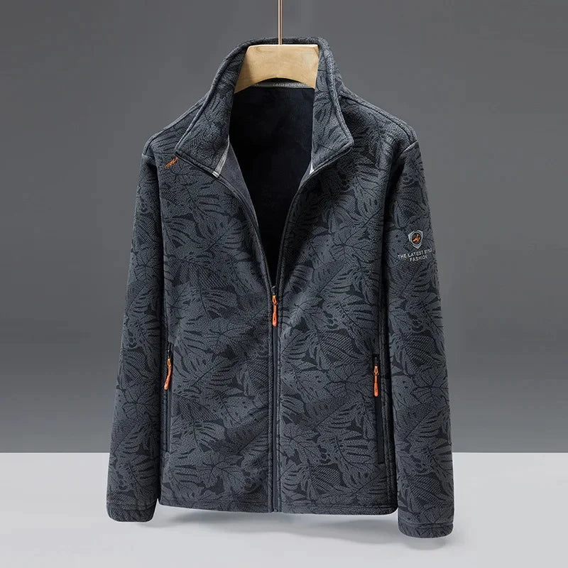Warm Mens Fleece Coat Zip Pockets