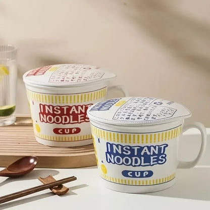Convenient Ceramic Noodle Mug With Lid - Luxicro
